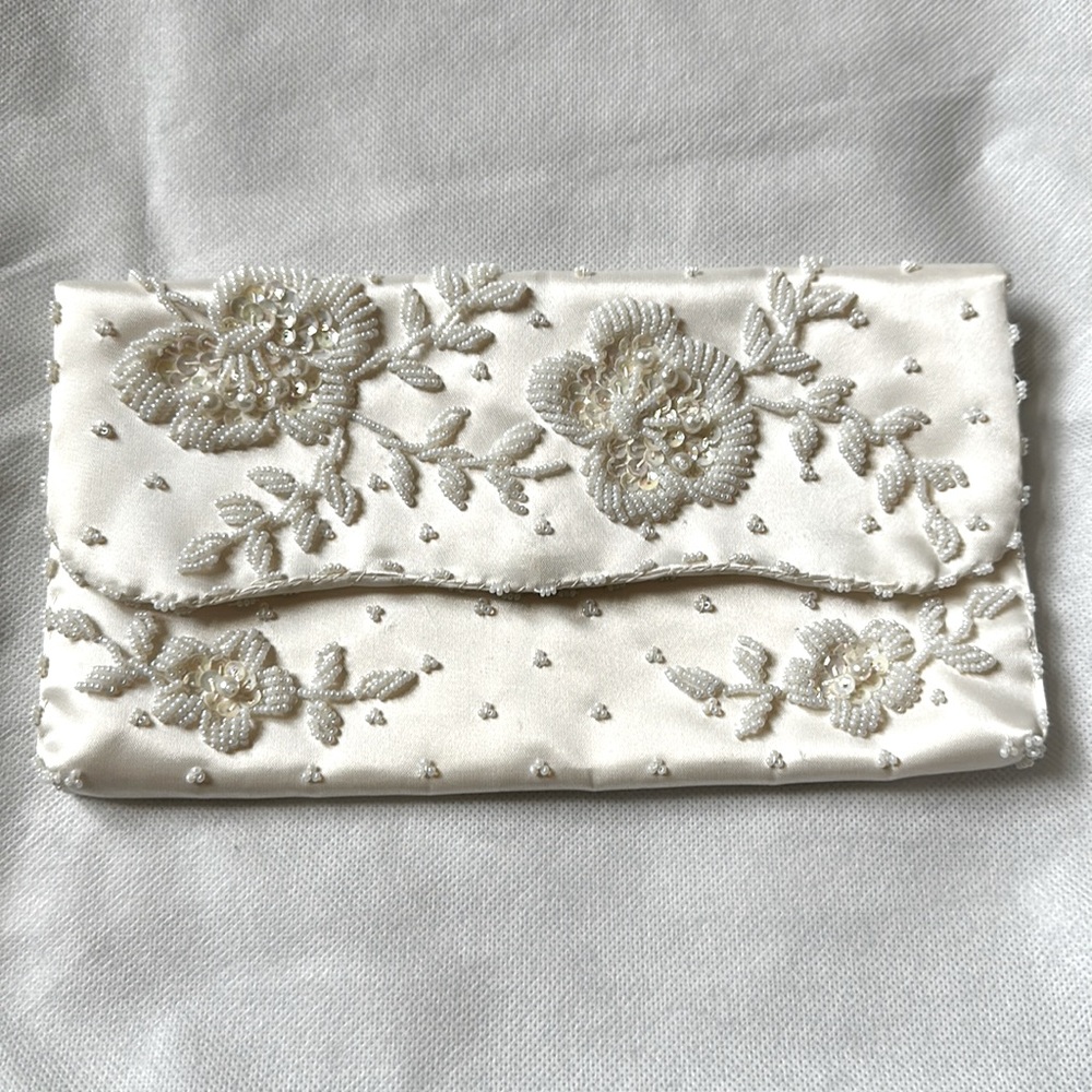 Vintage Satin and Hand Beaded Purse